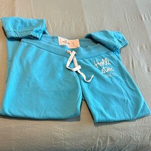 Hollister Teal Joggers with White Drawstring
